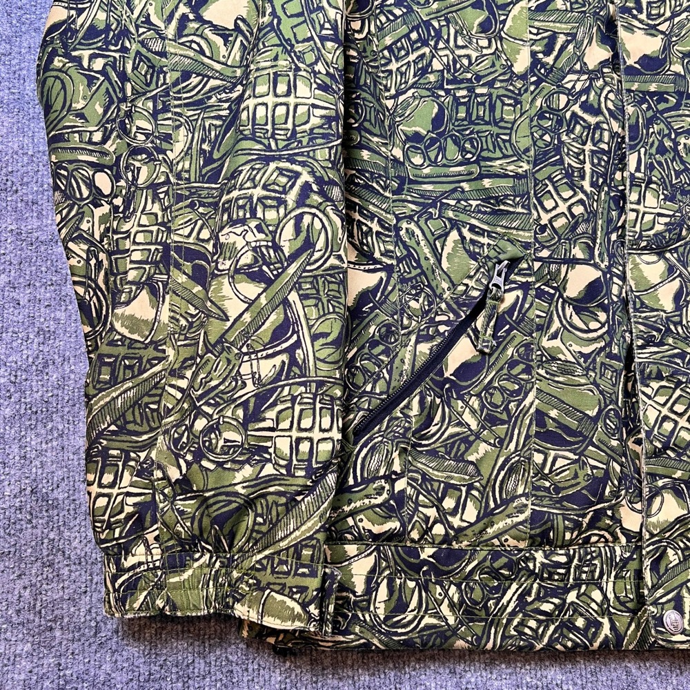 Grenade Snowboard Jacket Mens L Green Full Zip Ski Parka Guns Knives AOP Y2K - Picture 11 of 16